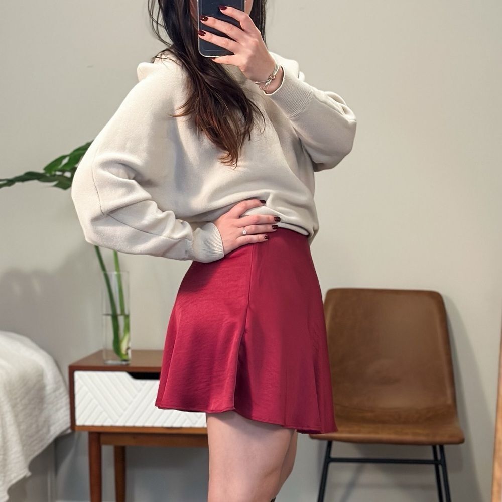 Mustard Seed Women's skort Swing Skater Mini Satin Red Size Small